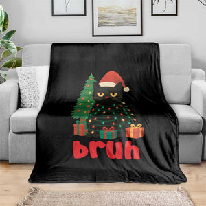 Funny Cat Bruh Christmas Throw Blanket Silly Meme Kitty Xmas TS14 Print Your Wear