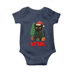 Funny Cat Bruh Christmas Baby Onesie Silly Meme Kitty Xmas TS14 Navy Print Your Wear