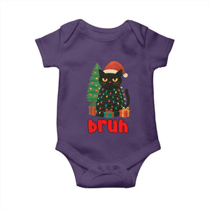 Funny Cat Bruh Christmas Baby Onesie Silly Meme Kitty Xmas TS14 Purple Print Your Wear
