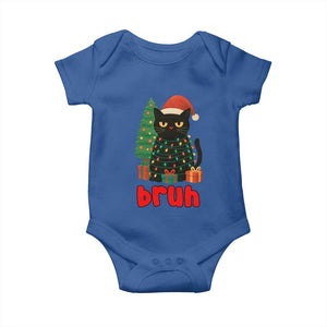 Funny Cat Bruh Christmas Baby Onesie Silly Meme Kitty Xmas TS14 Royal Blue Print Your Wear