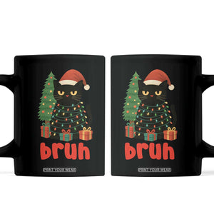 Funny Cat Bruh Christmas Coffee Mug Silly Meme Kitty Xmas TS14 Black Print Your Wear