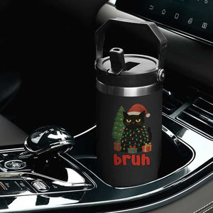 Funny Cat Bruh Christmas Flip Straw Tumbler Silly Meme Kitty Xmas TS14 Print Your Wear