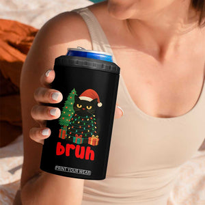 Funny Cat Bruh Christmas 4 in 1 Can Cooler Tumbler Silly Meme Kitty Xmas TS14 Print Your Wear