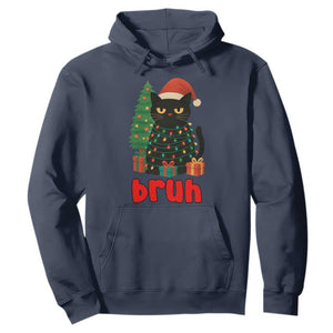 Funny Cat Bruh Christmas Hoodie Silly Meme Kitty Xmas TS14 Navy Print Your Wear