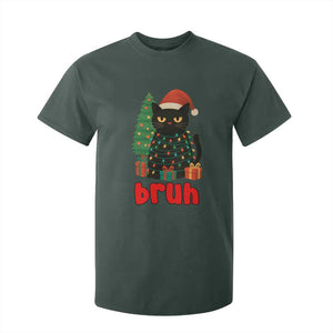 Funny Cat Bruh Christmas T Shirt For Kid Silly Meme Kitty Xmas TS14 Dark Forest Green Print Your Wear