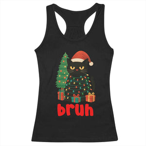 Funny Cat Bruh Christmas Racerback Tank Top Silly Meme Kitty Xmas TS14 Black Print Your Wear