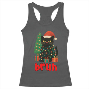 Funny Cat Bruh Christmas Racerback Tank Top Silly Meme Kitty Xmas TS14 Dark Heather Print Your Wear