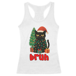 Funny Cat Bruh Christmas Racerback Tank Top Silly Meme Kitty Xmas TS14 White Print Your Wear