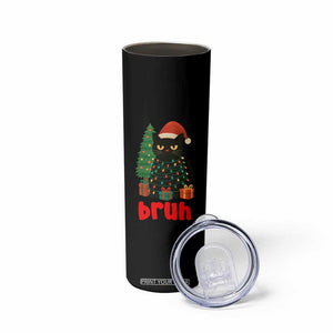 Funny Cat Bruh Christmas Skinny Tumbler Silly Meme Kitty Xmas TS14 Print Your Wear