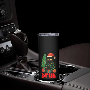 Funny Cat Bruh Christmas Skinny Tumbler Silly Meme Kitty Xmas TS14 Print Your Wear