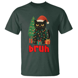 Funny Cat Bruh Christmas T Shirt Silly Meme Kitty Xmas TS14 Dark Forest Green Print Your Wear