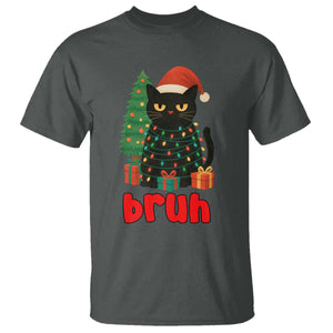 Funny Cat Bruh Christmas T Shirt Silly Meme Kitty Xmas TS14 Dark Heather Print Your Wear