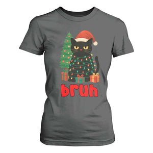 Funny Cat Bruh Christmas T Shirt For Women Silly Meme Kitty Xmas TS14 Dark Heather Print Your Wear