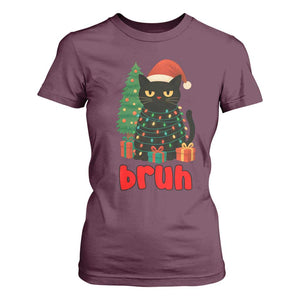Funny Cat Bruh Christmas T Shirt For Women Silly Meme Kitty Xmas TS14 Maroon Print Your Wear