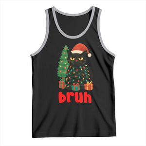 Funny Cat Bruh Christmas Tank Top Silly Meme Kitty Xmas TS14 Black Athletic Heather Print Your Wear