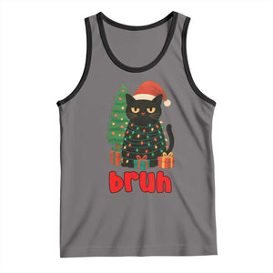 Funny Cat Bruh Christmas Tank Top Silly Meme Kitty Xmas TS14 Deep Heather Black Print Your Wear