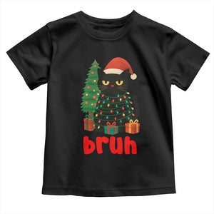 Funny Cat Bruh Christmas Toddler T Shirt Silly Meme Kitty Xmas TS14 Black Print Your Wear