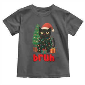 Funny Cat Bruh Christmas Toddler T Shirt Silly Meme Kitty Xmas TS14 Dark Heather Print Your Wear