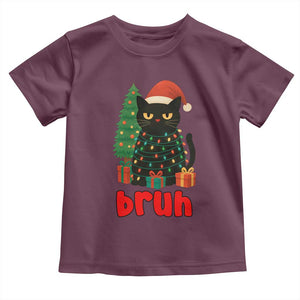 Funny Cat Bruh Christmas Toddler T Shirt Silly Meme Kitty Xmas TS14 Maroon Print Your Wear