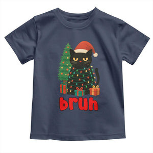 Funny Cat Bruh Christmas Toddler T Shirt Silly Meme Kitty Xmas TS14 Navy Print Your Wear