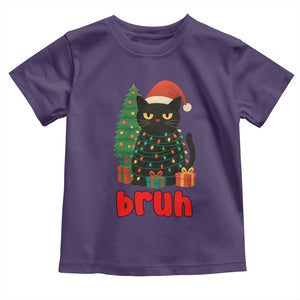 Funny Cat Bruh Christmas Toddler T Shirt Silly Meme Kitty Xmas TS14 Purple Print Your Wear