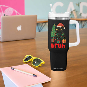 Funny Cat Bruh Christmas Tumbler With Handle Silly Meme Kitty Xmas TS14 Print Your Wear