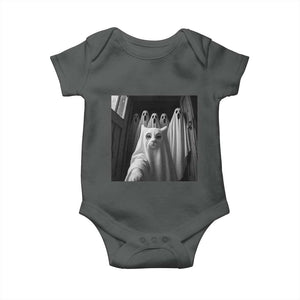 Funny Ghost Cat Halloween Meme Baby Onesie TS14 Dark Heather Print Your Wear