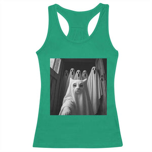 Funny Ghost Cat Halloween Meme Racerback Tank Top TS14 Irish Green Print Your Wear
