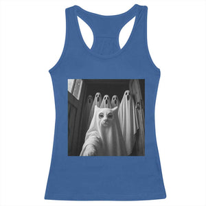 Funny Ghost Cat Halloween Meme Racerback Tank Top TS14 Royal Blue Print Your Wear