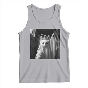 Funny Ghost Cat Halloween Meme Tank Top TS14 Athletic Heather Print Your Wear