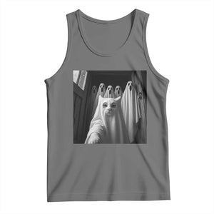 Funny Ghost Cat Halloween Meme Tank Top TS14 Black Heather Print Your Wear