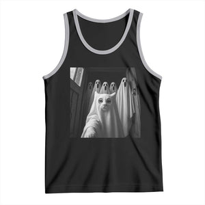 Funny Ghost Cat Halloween Meme Tank Top TS14 Black Athletic Heather Print Your Wear