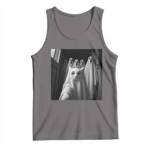 Funny Ghost Cat Halloween Meme Tank Top TS14 Deep Heather Print Your Wear