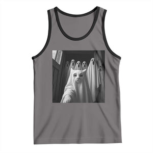 Funny Ghost Cat Halloween Meme Tank Top TS14 Deep Heather Black Print Your Wear