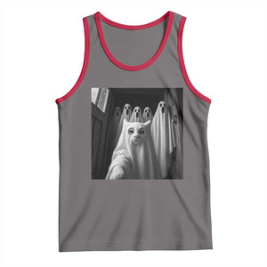 Funny Ghost Cat Halloween Meme Tank Top TS14 Deep Heather Red Print Your Wear