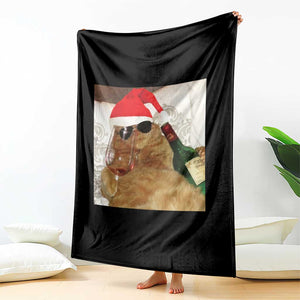 Funny Cat Drinking Wine Christmas Throw Blanket TS14 Print Your Wear