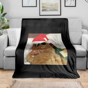 Funny Cat Drinking Wine Christmas Throw Blanket TS14 Print Your Wear