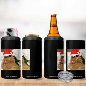 Funny Cat Drinking Wine Christmas 4 in 1 Can Cooler Tumbler TS14 Print Your Wear