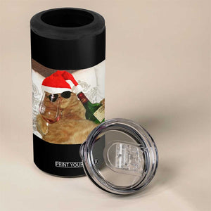 Funny Cat Drinking Wine Christmas 4 in 1 Can Cooler Tumbler TS14 Print Your Wear