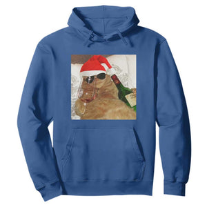 Funny Cat Drinking Wine Christmas Hoodie TS14 Royal Blue Print Your Wear