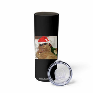 Funny Cat Drinking Wine Christmas Skinny Tumbler TS14 Print Your Wear