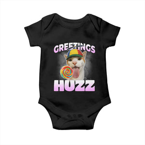 Funny Cat Meme Baby Onesie Greetings Huzz TS14 Black Print Your Wear