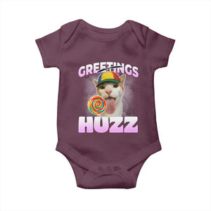 Funny Cat Meme Baby Onesie Greetings Huzz TS14 Maroon Print Your Wear