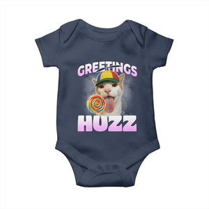 Funny Cat Meme Baby Onesie Greetings Huzz TS14 Navy Print Your Wear