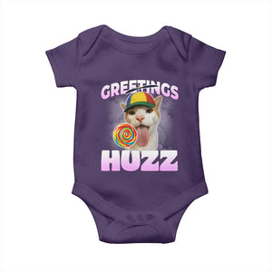 Funny Cat Meme Baby Onesie Greetings Huzz TS14 Purple Print Your Wear