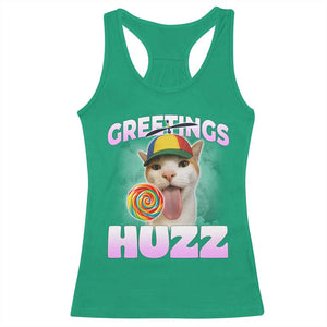Funny Cat Meme Racerback Tank Top Greetings Huzz TS14 Irish Green Print Your Wear