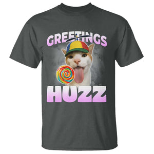 Funny Cat Meme T Shirt Greetings Huzz TS14 Dark Heather Print Your Wear