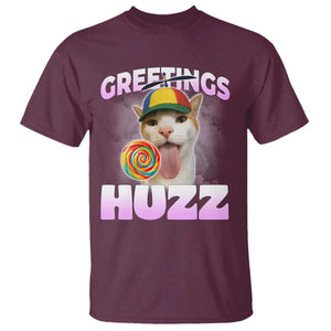 Funny Cat Meme T Shirt Greetings Huzz TS14 Maroon Print Your Wear