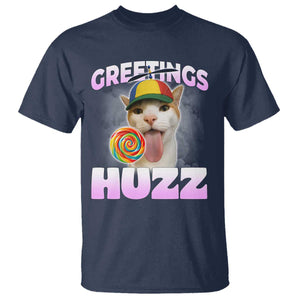Funny Cat Meme T Shirt Greetings Huzz TS14 Navy Print Your Wear