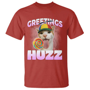 Funny Cat Meme T Shirt Greetings Huzz TS14 Red Print Your Wear